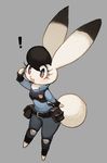  ! black_hair bokko clothing cosplay disney eyelashes female fur grey_background hair judy_hopps lagomorph mammal police_uniform purple_eyes rabbit ricosye simple_background solo the_amazing_3 uniform white_fur zootopia 