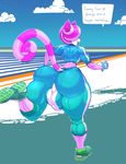  2017 anthro big_butt bulge butt cat clothed clothing exercise feline fingerless_gloves gloves hi_res huge_butt male mammal perineum running snao sneakers solo thick_thighs thin_waist tight_clothing 