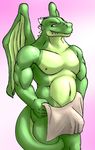  2017 anthro biceps digital_media_(artwork) dragon erection hi_res male mocri muscular muscular_male nipples nude pecs penis reptile scalie simple_background smile solo wings 
