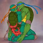  anal anal_penetration anthro athletic biceps blush brothers butt crylin green_skin hand_holding incest inside kissing kneeling leonardo_(tmnt) male male/male mask michelangelo_(tmnt) muscular ninja open_mouth penetration possession reptile scalie sex shell sibling smile straddling teenage_mutant_ninja_turtles tentacles turtle what 
