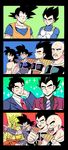  abs alternate_hairstyle armlet armor bald broly circlet clenched_hands collarbone comic crossed_arms dougi dragon_ball dragon_ball_z earrings facial_hair formal frown gaijin_4koma gloves highres jewelry legendary_super_saiyan muscle mustache nappa neck_ring necktie one_eye_closed open_mouth pesogin pointing raditz shoulder_armor smile son_gokuu sparkle striped striped_neckwear suit super_saiyan tullece vegeta white_gloves 