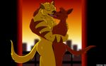  16:10 2008 anthro biceps big_muscles cat chance_furlong couple duo eyes_closed fabfelipe fangs feline french_kissing fur gay hug jake_clawson kissing male mammal markings muscles nude pose razor red_fur romantic side_view stripes swat_kats t-bone tongue wallpaper widescreen yellow_fur 