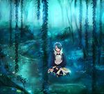  blue_hair fire_emblem fire_emblem_if forest headdress lijupy looking_at_viewer nature river setsuna_(fire_emblem_if) short_hair sitting solo tree 