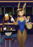  alcohol bar beer belisa beverage blue_eyes bow_tie breasts bunny_costume costume drake-rex fishnet gabbslines hair hair_bun hare invalid_tag lagomorph mammal money mustelid otter rabbit 