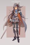  absurdres bangs belt blue_footwear blue_gloves blue_hair boots cape character_name copyright_name cotton_tan falchion_(fire_emblem) fingerless_gloves fire_emblem fire_emblem:_kakusei full_body gloves hair_between_eyes highres holding holding_sword holding_weapon long_hair looking_at_viewer lucina mask pantyhose red_eyes sheath solo standing striped striped_legwear sword tiara vertical-striped_legwear vertical_stripes weapon 