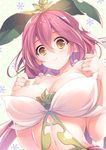  areola_slip areolae bare_shoulders breasts collarbone granblue_fantasy hair_ornament large_breasts mizuno_(suisuiw) navel pink_hair plant_girl solo yellow_eyes yggdrasil_(granblue_fantasy) 