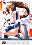  alternate_color bangs bare_shoulders blush breasts brown_eyes brown_hair cleavage eyebrows_visible_through_hair fan fatal_fury highres izumi_mahiru large_breasts long_hair ninja non-web_source official_art open_mouth pelvic_curtain ponytail queen's_blade queen's_gate revealing_clothes scan shiranui_mai solo the_king_of_fighters torn_clothes 