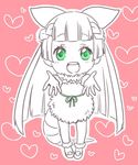 :d ankle_lace-up arm_warmers armadillo_tail bangs belt blunt_bangs blush braid chibi cross-laced_footwear dot_nose dress eyebrows_visible_through_hair eyelashes fairy_wings flats french_braid fukai_(yas_lions) full_body fur_collar green_belt green_eyes head_wings heart heart_background jpeg_artifacts kemono_friends long_hair looking_at_viewer mini_wings open_hands open_mouth outline pink_background pink_fairy_armadillo_(kemono_friends) sleeveless sleeveless_dress smile solo spot_color standing strapless strapless_dress tail tareme teeth upper_teeth white_outline wings 