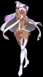  1girl breasts dark_skin large_breasts long_hair maebari noriheita purple_hair simple_background solo 