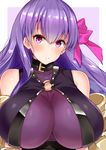  bare_shoulders breasts fate/extra fate/extra_ccc fate/grand_order fate_(series) highres huge_breasts long_hair looking_at_viewer parted_lips passion_lip purple_eyes purple_hair sankakusui solo upper_body 
