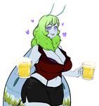  &lt;3 alcohol anthro arthropod beer beverage blush breasts clothed clothing female insect iriedono looking_at_viewer moth open_mouth smile solo standing wings 