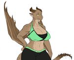  anthro clothed clothing colored_sketch dragon female horn iriedono navel simple_background solo standing white_background wings wyvern 