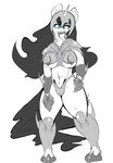  &lt;3 5_fingers anthro armor body_hair claws clothed clothing doggomeatball equine eyebrows eyelashes female friendship_is_magic green_eyes hair helmet horn horse looking_at_viewer mammal muscular my_little_pony nightmare_moon_(mlp) simple_background thick_thighs underwear wide_hips winged_unicorn wings 