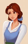  absurdres beauty_and_the_beast belle_(disney) blue_bow bow brown_eyes brown_hair carlos_eduardo disney hair_bow highres lips long_hair solo thick_lips upper_body 