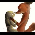  2017 anthro canine disney duo eye_contact female fox green_eyes half-closed_eyes judy_hopps lagomorph male male/female mammal nick_wilde nude on_lap purple_eyes rabbit romantic_couple side_view simple_background sitting_on_lap sprinkah white_background zootopia 