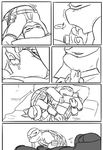  69_position bed comic cum inside leonardo_(tmnt) male male/male ninja oral penis raphael_(tmnt) reptile scalie sex sneefee teenage_mutant_ninja_turtles text turtle 