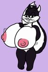  2017 anthro areola big_breasts breasts cat digital_media_(artwork) erect_nipples feline female fur huge_breasts hyper hyper_breasts looney_tunes mammal mr.under nipples nude penelope_pussycat simple_background smile solo striped_tail stripes warner_brothers 