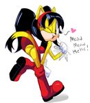  &lt;3 anthro black_hair boots bottomless butt cat clothed clothing dialogue dress english_text feline female filthypally footwear fur giggle hair honey_the_cat looking_back mammal one_eye_closed open_mouth simple_background smile solo sonic_(series) text white_background yellow_eyes yellow_fur 