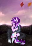  2017 absurd_res clothed clothing collar cutie_mark duo duop-qoub equine eyes_closed female feral friendship_is_magic hair hi_res horn hug kite legwear mammal multicolored_hair my_little_pony outside smile socks starlight_glimmer_(mlp) unicorn 