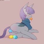  2017 anal anal_penetration anatomically_correct anatomically_correct_pussy animal_genitalia animal_pussy blush clothed clothing cold-blooded-twilight cutie_mark dock earth_pony easter_egg equine equine_pussy female feral friendship_is_magic hair half-closed_eyes hi_res hooves horse mammal maud_pie_(mlp) my_little_pony penetration pony purple_hair pussy simple_background solo underhoof 