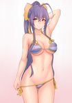  antenna_hair arm_behind_head arm_up armpits ass_visible_through_thighs bangs bikini bikini_pull blazblue blazblue_remix_heart blazblue_variable_heart blue_hair bluefield blush bow breasts cleavage closed_mouth collarbone covered_nipples cowboy_shot genderswap genderswap_(mtf) groin hair_between_eyes hair_bow highres large_breasts long_hair mai_natsume navel ponytail pulled_by_self red_eyes side-tie_bikini sidelocks smile solo stomach string_bikini striped striped_bikini sweat swimsuit thigh_gap thighs undressing untying very_long_hair wet wet_clothes wet_swimsuit yellow_bow 