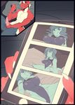  anthro areola avi axis blue_skin blush breasts clothing comic dragon erection hair invalid_tag long_hair masturbation nudes penis phone precum pussy red_skin sexting tail_fur tanks_(artist) tapering_penis teil 