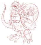  ambiguous_gender armor avian beak bird chicken dannyg feathers feral helmet red_theme sketch solo standing 