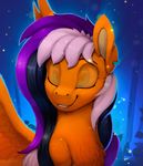  animated black_hair blinking blue_eyes ear_piercing equine female feral fur hair mammal no_sound orange_fur pegasus piercing purple_hair rodrigues404 smile solo white_hair wings 