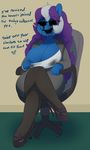  &lt;3 2017 anthro areola breasts chair cleavage clothed clothing equine fan_character female horse mammal mcsweezy my_little_pony pony sitting solo violet_skies_(character) whydomenhavenipples zalgo zalgo_edit 