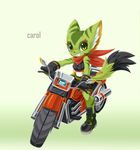  anthro boots carol_tea clothed clothing feline female footwear freedom_planet freedom_planet_2 green_eyes lordyanyu mammal scarf simple_background solo text video_games wildcat 
