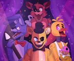  2017 animatronic avian bear bird bonnie_(fnaf) bow_tie canine chica_(fnaf) chicken cupcake_(fnaf) eye_patch eyewear five_nights_at_freddy&#039;s fox foxy_(fnaf) freddy_(fnaf) golden_freddy_(fnaf) hat lagomorph machine mammal rabbit robot springanima teeth top_hat video_games 