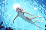  anthro bubble casual_nudity cat feline flaccid fumiko girly green_eyes hair long_hair male mammal nipples nude penis pink_hair solo stripes sun swimming underwater water 