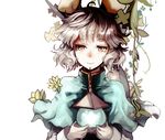  animal_ears bishamonten's_pagoda blouse brown_eyes capelet carrying looking_at_viewer mouse_ears nazrin plant sasurai_susuki short_hair silver_hair simple_background solo touhou upper_body vines white_background 