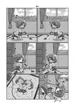  chibi cleaning comic curtains eighth_note eyebrows_visible_through_hair gin_(shioyude) greyscale halftone highres hiryuu_(kantai_collection) indoors kantai_collection monochrome musical_note o3o outline silent_comic sleeves_past_wrists translated vacuum_cleaner whistling white_outline window 
