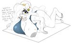  2016 anthro areola beauty_mark beauty_mark_(oc) blush breasts clothing equine fan_character female horse lying mammal mcsweezy my_little_pony nipples partial_color piercing pony solo sweat swimsuit towel whydomenhavenipples yellow_eyes 