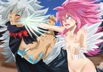  acnologia blush breasts fairy_tail nipples open_mouth pink_hair wendy_marvell 
