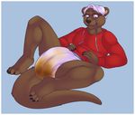  anthro brown_fur carnival-tricks diaper eyewear feces fur glasses male messy_diaper scat soiling solo 