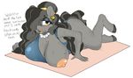  2016 anthro areola beauty_mark beauty_mark_(oc) blush breasts clothing equine fan_character female horse lying mammal mcsweezy my_little_pony nipples piercing pony solo sweat swimsuit towel whydomenhavenipples yellow_eyes 