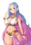  bare_shoulders blue_hair bracelet breasts cape earrings green_eyes highres jewelry large_breasts long_hair magister_(medical_whiskey) midriff navel nefertari_vivi one_piece simple_background solo thighs white_background 