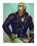  andrew_tran artist_name belt cigarette commentary face_mask gloves gun highres jacket long_sleeves male_focus mask mouth_hold overwatch pants scar shirt sitting soldier:_76_(overwatch) solo visor watermark weapon web_address white_hair white_shirt 