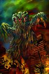  alien city destruction fire giant_monster glowing glowing_eyes godzilla_(series) grimbro kaijuu monster mutant slime toho_(film_company) 