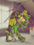  2016 anthro athletic biceps blush brothers crylin donatello_(tmnt) green_skin holding_waist incest inside kissing male male/male mask muscular open_mouth passionate_kiss raphael_(tmnt) reptile scalie sex shell sibling teenage_mutant_ninja_turtles turtle 