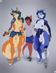  2017 android anthro belt big_breasts breasts canine carmelita_fox clothed clothing damage dragon fangs female footwear fox gloves gun handcuffs handgun krystal libra-11 lurdanjo machine male mammal nintendo nipples open_mouth pants pistol pussy ranged_weapon robot robotic_reveal scalie shackles shirt shoes shorts sly_cooper_(series) smile star_fox teeth topless torn_clothing video_games weapon 
