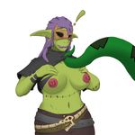  ! biting_lip blush breasts clothed clothing dannyg female humanoid nipples orc solo standing tentacles torn_clothing 