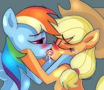  applejack_(mlp) badkittenbunny blush equine female female/female friendship_is_magic horse kissing mammal my_little_pony pony rainbow_dash_(mlp) tongue 