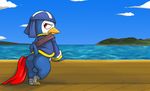  anthro avian balls bandanna beak bird boat butt cute fur headgear kaio:_king_of_pirates looking_back male outside peguin penguin pirate presenting presenting_hindquarters redemption3445 sea solo standing vehicle water 