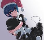  asuzemu black_dress blue_eyes blue_hair blush doremy_sweet doremy_sweet_(baku) dress hat looking_at_viewer nightcap pom_pom_(clothes) short_hair smile tail tapir_tail touhou 