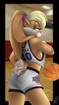  2017 anthro basketball blonde_hair buckteeth clothed clothing female fluffy fluffy_tail hair half-closed_eyes lagomorph lola_bunny long_ears looney_tunes mammal pink_nose rabbit solo sparky-corpsee teeth warner_brothers 