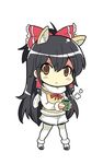  alpaca_ears alpaca_suri_(kemono_friends) alpaca_suri_(kemono_friends)_(cosplay) animal_ears black_hair bow brown_eyes colonel_aki cosplay cup fur_trim hair_bow hair_tubes hakurei_reimu holding holding_cup kemono_friends long_hair long_sleeves looking_at_viewer pantyhose pantyhose_under_shorts shorts solo steam touhou white_background yunomi 