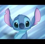  2005 alien big_ears blue_background blue_eyes blue_fur blue_nose border chest_tuft cute disney experiment_(species) fur head_tuft kaykaykit letterbox lilo_and_stitch looking_at_viewer looking_away pose raised_inner_eyebrows simple_background smile smirk stare stitch tuft url watermark year 